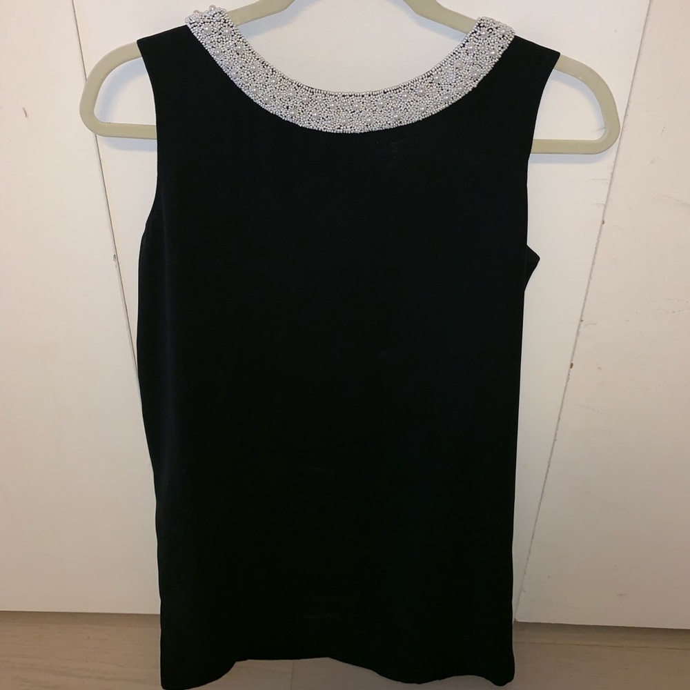 Joie black beaded neckline dress